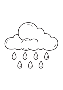 Easy Cloud With Rain Coloring Page 1