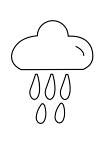 Easy Cloud With Rain Coloring Page 2