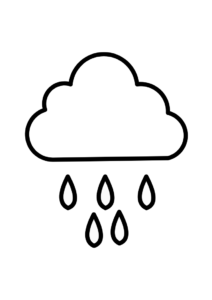 Easy Cloud With Rain Coloring Page 3