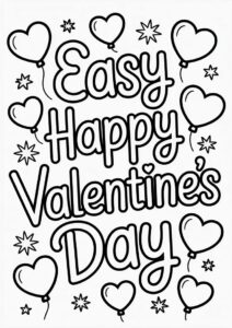 Easy Happy Valentines Day Coloring Page Script 1