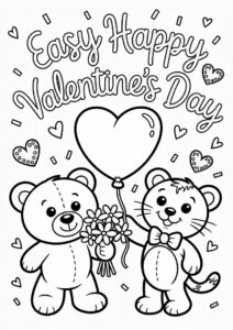 Easy Happy Valentines Day Coloring Page Script 2