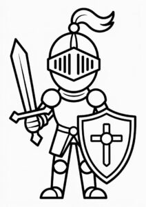 Easy Knight Coloring Sheet For Kids 1