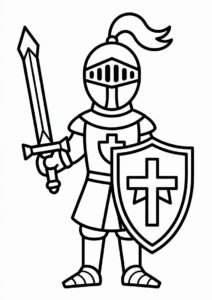 Easy Knight Coloring Sheet For Kids 2