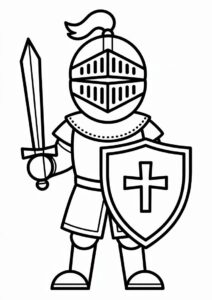 Easy Knight Coloring Sheet For Kids 3