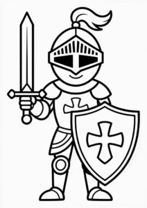 Easy Knight Coloring Sheet For Kids 4