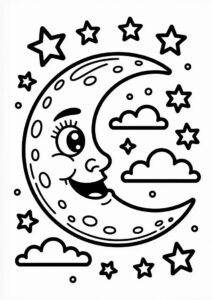 Easy Moon Coloring Page For Kids 1