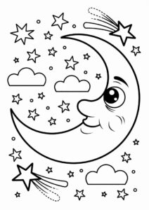Easy Moon Coloring Page For Preschoolers 2