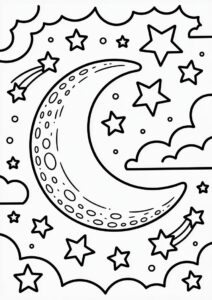 Easy Moon Coloring Page For Preschoolers 3