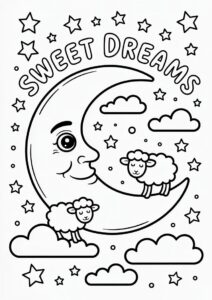 Easy Moon Coloring Page For Preschoolers 4