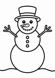 Easy Outline OF a Snowman With Carrot Nose And Stick Hands 2