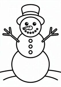 Easy Outline OF a Snowman With Carrot Nose And Stick Hands 3