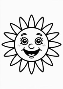 Easy Outline Of A Smiling Sun To Color 3