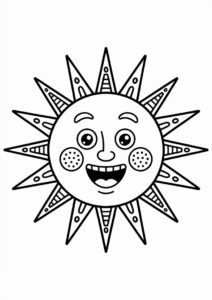 Easy Outline Of A Smiling Sun To Color 4