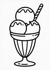 Easy Outline Of An Ice Cream Coloring Page Sundae For Kids 1