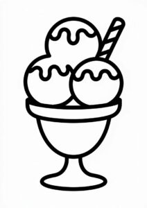 Easy Outline Of An Ice Cream Coloring Page Sundae For Kids 2