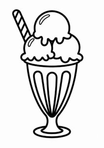 Easy Outline Of An Ice Cream Coloring Page Sundae For Kids 3