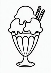 Easy Outline Of An Ice Cream Coloring Page Sundae For Kids 4