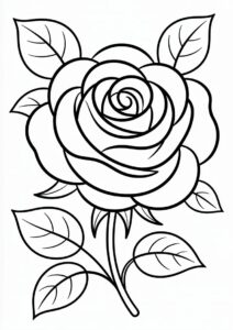 Easy Outline Of a Rose 5
