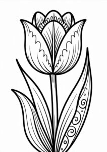 Easy Outline Of a Single Tulip 2
