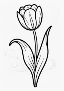 Easy Outline Of a Single Tulip 3