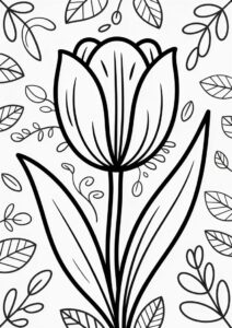 Easy Outline Of a Single Tulip 4