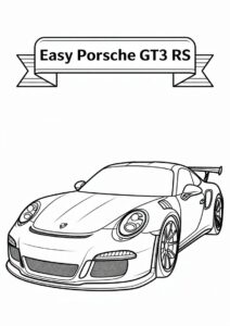 Easy Porsche Coloring Page GT3 RS For Kids 1