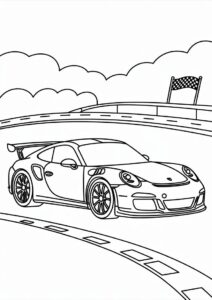 Easy Porsche Coloring Page GT3 RS For Kids 2