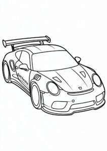 Easy Porsche Coloring Page GT3 RS For Kids 3