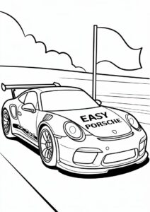 Easy Porsche Coloring Page GT3 RS For Kids 4