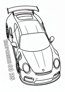 Easy Porsche Coloring Page GT3 RS Outline For Kids 1
