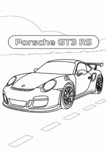 Easy Porsche Coloring Page GT3 RS Outline For Kids 2