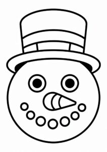 Easy Snowman Face To Color For Preschoolers 1