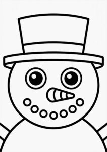 Easy Snowman Face To Color For Preschoolers 2