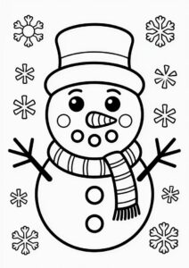 Easy Snowman Face To Color For Preschoolers 3