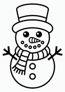 Easy Snowman Face To Color For Preschoolers 4