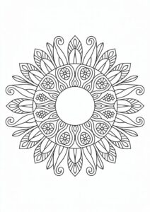 Easy Sun Mandala Coloring Page For Kids 2