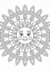 Easy Sun Mandala Coloring Page For Kids 4