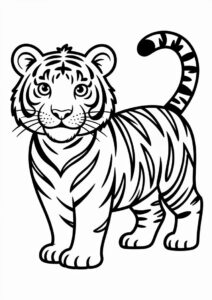 Easy Tiger Outline To Color For Kids 2