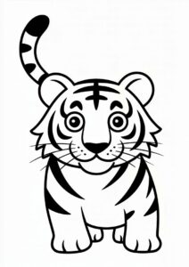 Easy Tiger Outline To Color For Kids 3