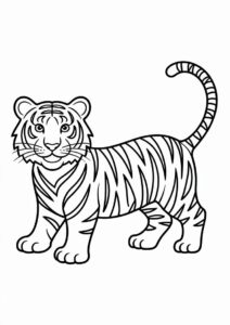 Easy Tiger Outline To Color For Kids 4