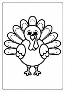 Easy Turkey Coloring Sheet For Preschoolers 1