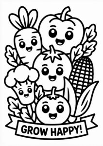 Easy Vegetable Coloring Page For Kids 1