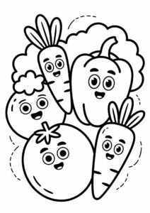 Easy Vegetable Coloring Page For Kids 2