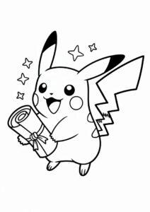 Excited Pikachu Holding A Love Letter Coloring Sheet 1