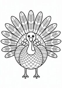 Feathery Turkey Mandala Coloring Page 1