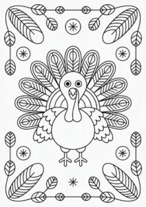 Feathery Turkey Mandala Coloring Page 2
