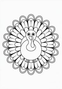Feathery Turkey Mandala Coloring Page 3