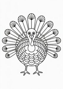 Feathery Turkey Mandala Coloring Page 4