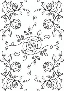 Floral Rose Design To Color 5
