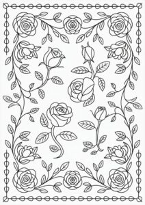 Floral Rose Design To Color 6